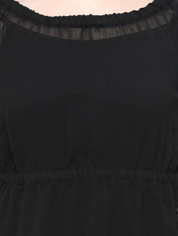 round neck ruched solid top - 16680458 - Zoom Image - 5