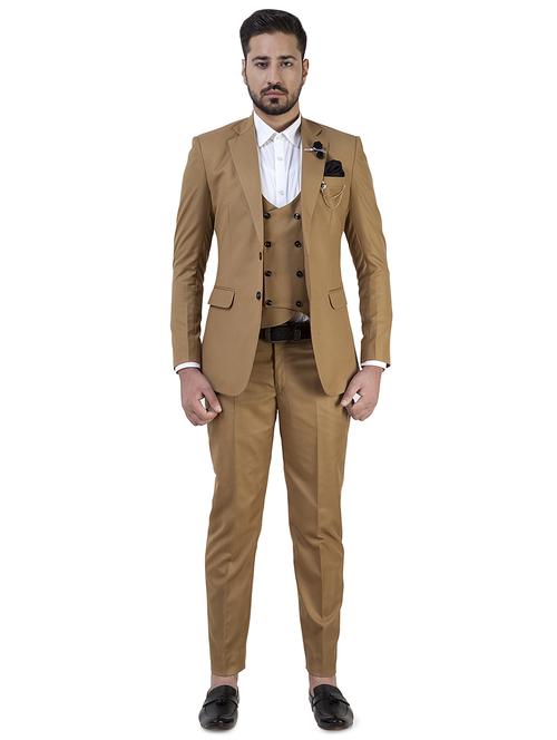 brown solid three peice suit - 16680585 - Very Small Image - 1