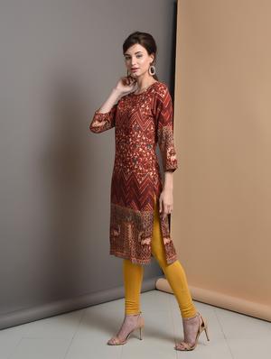 floral printed straight kurta - 16680686 - Standard Image - 2