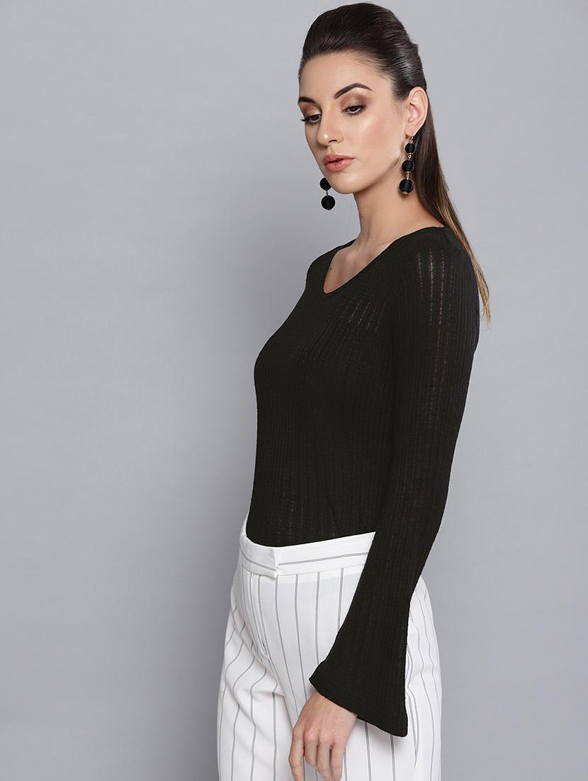 bell sleeved solid top - 16680775 - Zoom Image - 2