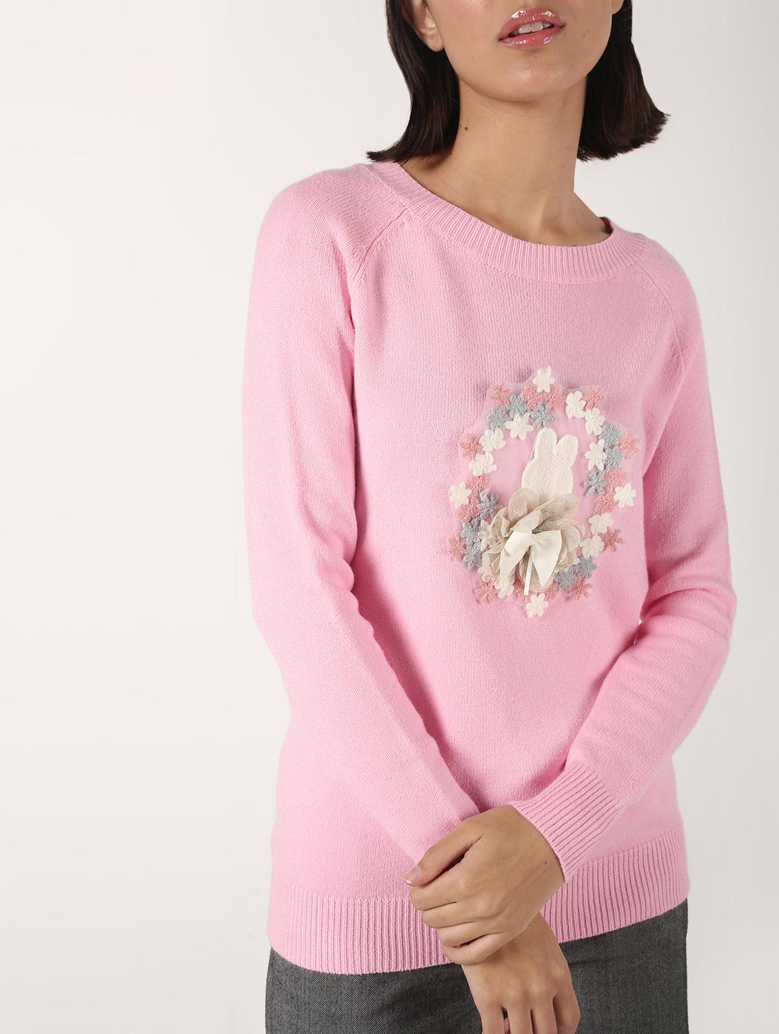 round neck embellished wool pullover - 16680904 - Zoom Image - 5