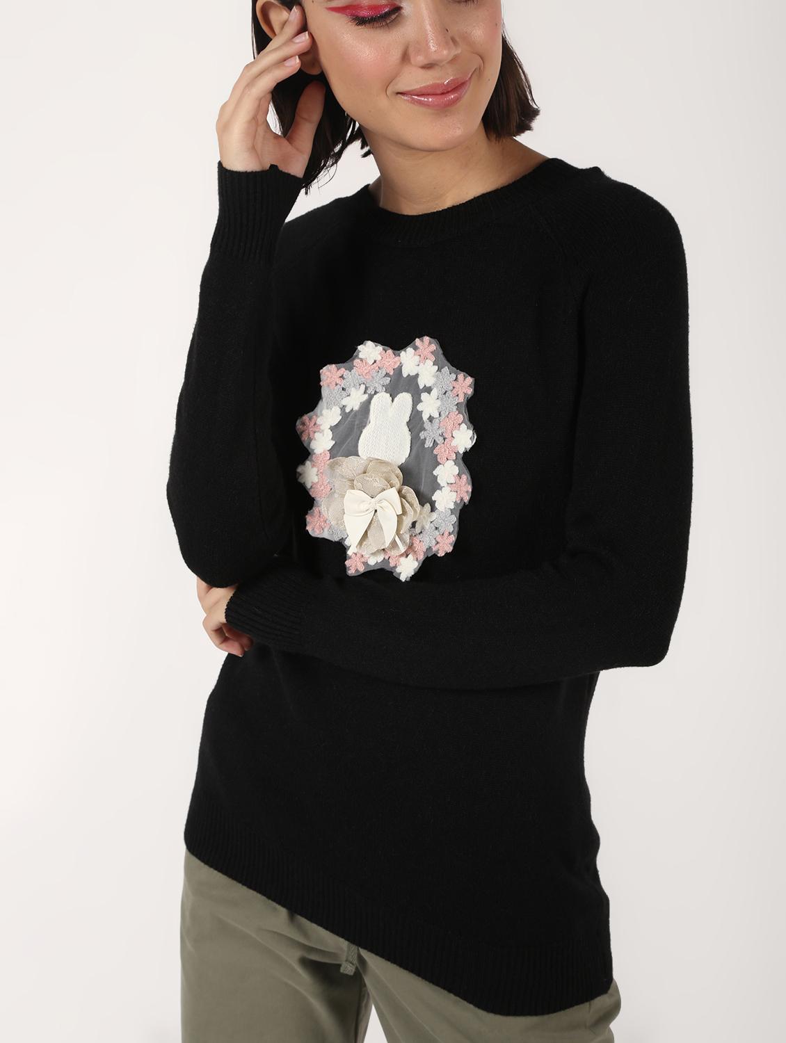 round neck embellished wool pullover - 16680909 - Zoom Image - 5