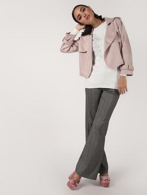 lapel neck crop suede blazer - 16680922 - Standard Image - 5