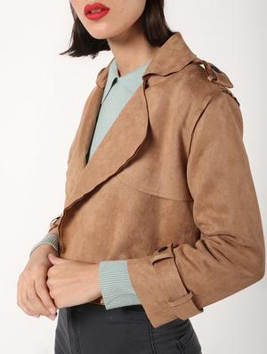 lapel neck crop fleece blazer - 16680924 - Standard Image - 5