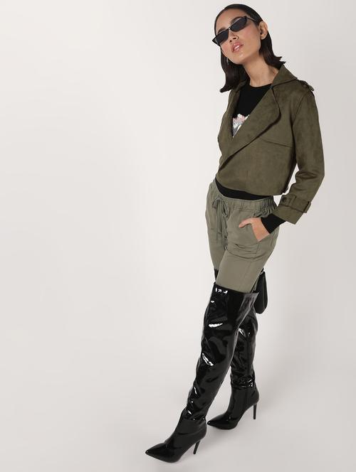 lapel neck crop blazer - 16680926 - Standard Image - 1