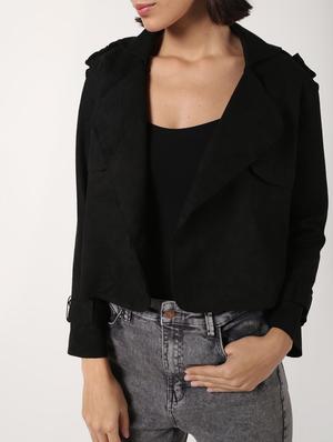 lapel neck crop suede blazer - 16680927 - Standard Image - 5