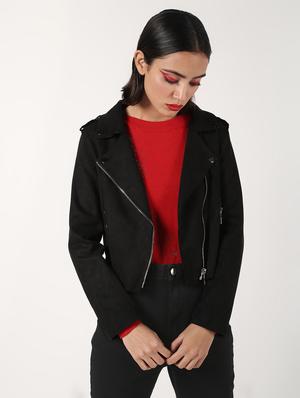 lapel neck bomber suede jacket - 16680930 - Standard Image - 2