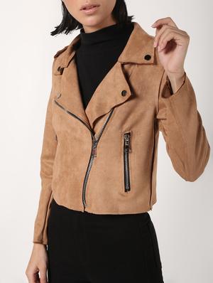 lapel neck crop suede blazer - 16680932 - Standard Image - 5