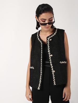 cord embellished pocket slit wool coat - 16680935 - Standard Image - 2