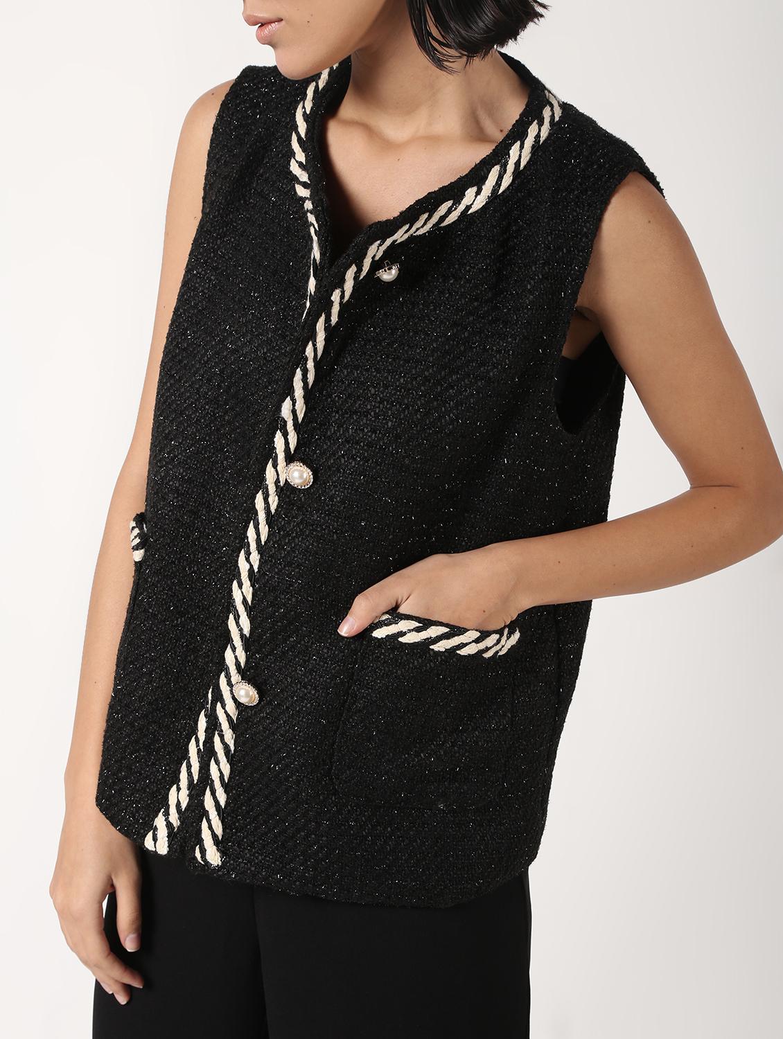 cord embellished pocket slit wool coat - 16680935 - Zoom Image - 5