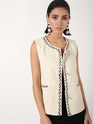 cord embellished pocket slit wool coat - 16680936 - Standard Image - 2