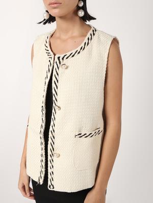 cord embellished pocket slit wool coat - 16680936 - Standard Image - 5