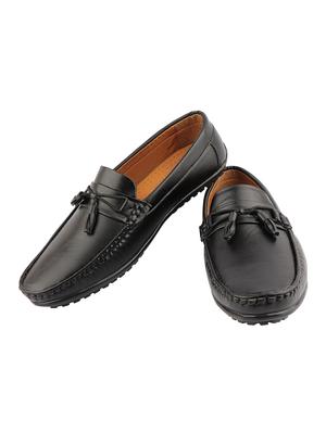 black leatherette slip on loafers - 16681275 - Standard Image - 2