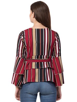 tie front striped top - 16681333 - Standard Image - 2