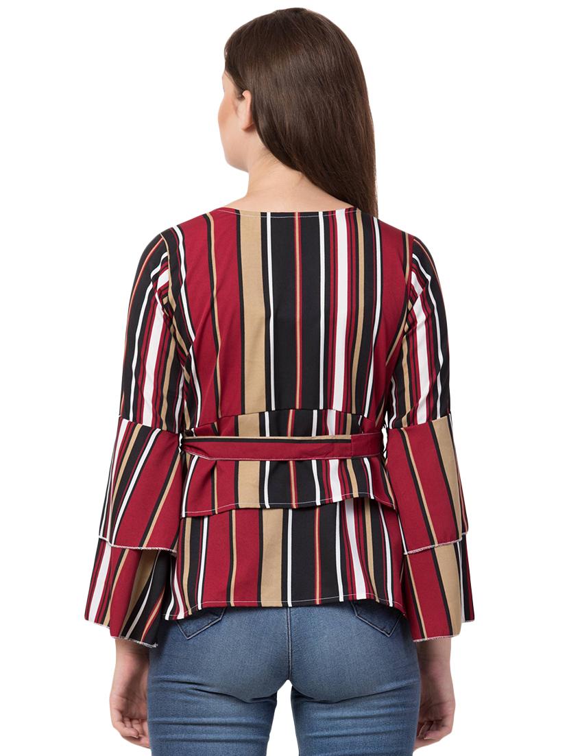 tie front striped top - 16681333 - Zoom Image - 2