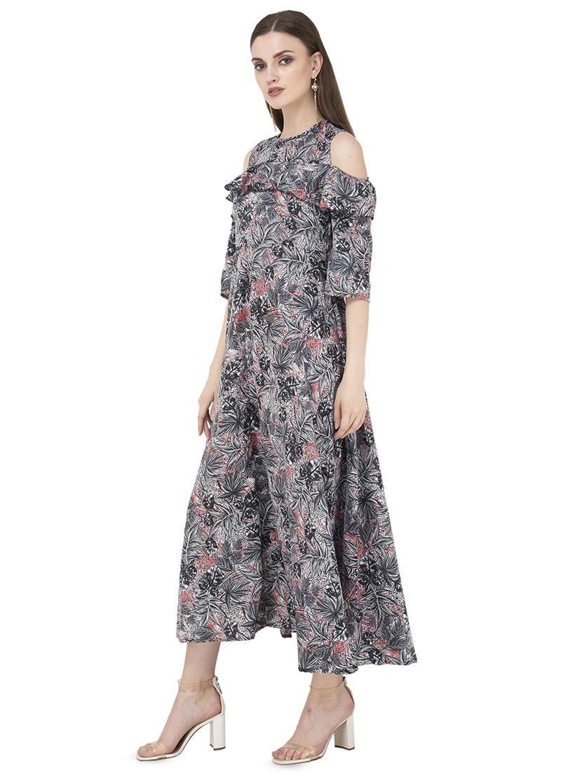 cold shoulder ruffled a-line dress - 16681433 - Zoom Image - 2
