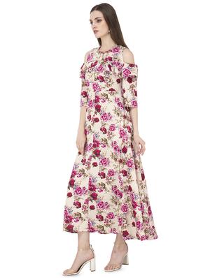 cold shoulder floral a-line dress - 16681434 - Standard Image - 2