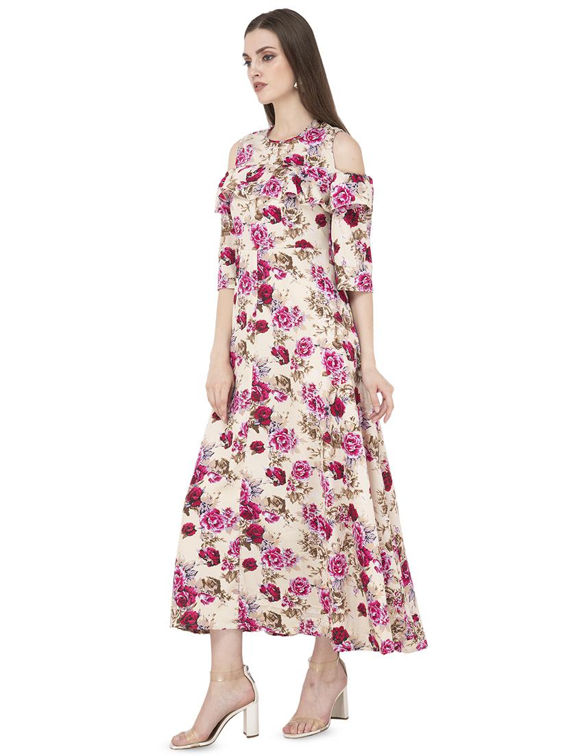 cold shoulder floral a-line dress - 16681434 - Zoom Image - 2