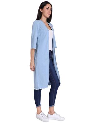 solid embroidered denim regular shrug - 16681449 - Standard Image - 2