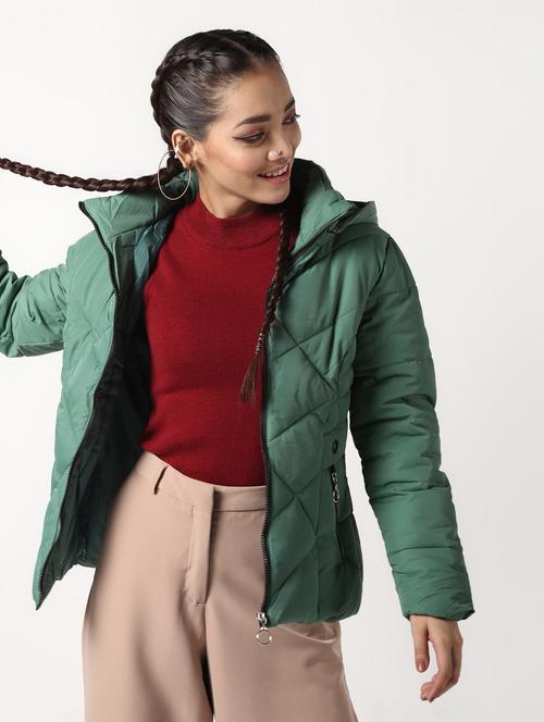 hooded neck quilted jacket - 16681620 - Standard Image - 1