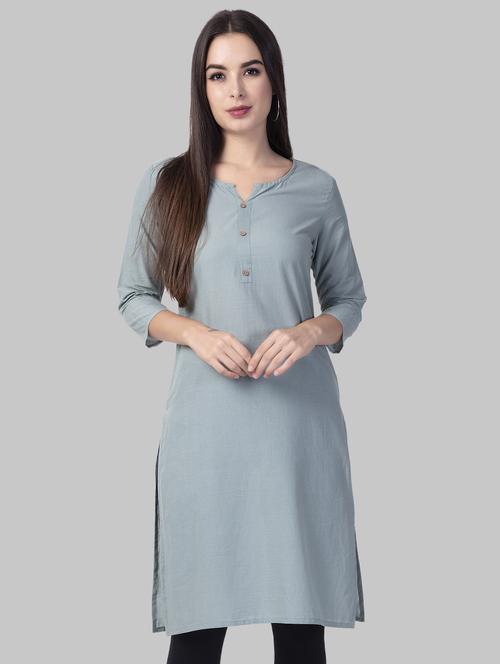 solid straight kurta - 16681934 - Standard Image - 1