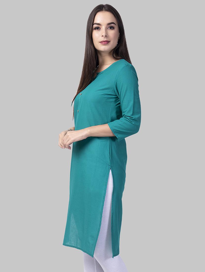 solid straight kurta - 16681938 - Zoom Image - 2