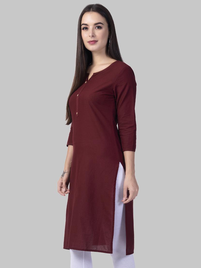 solid straight kurta - 16681940 - Zoom Image - 2
