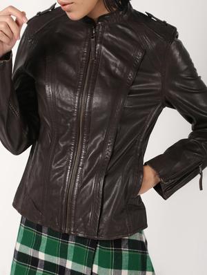 pocket detail long sleeved leather jacket - 16682489 - Standard Image - 5