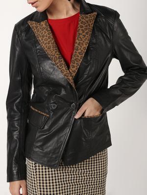 lapel neck long sleeved leather jacket - 16682497 - Standard Image - 5