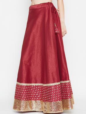 zari embroidered flared skirt - 16682529 - Standard Image - 2