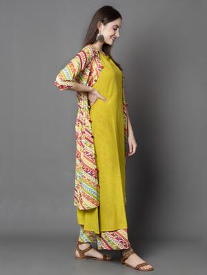 printed kurta with jacket - 16682987 - Standard Image - 2