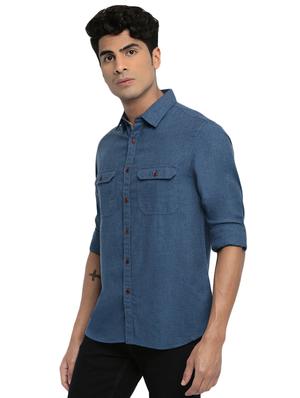 blue solid casual shirt - 16684091 - Standard Image - 2