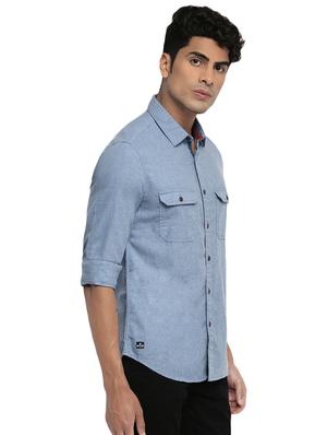 blue solid casual shirt - 16684093 - Standard Image - 2