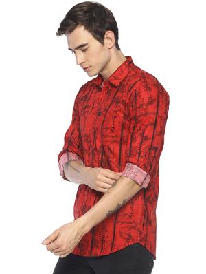 red printed casual shirt - 16684099 - Standard Image - 2