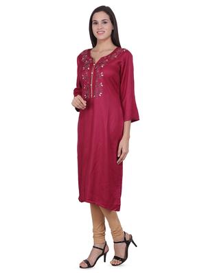 embroidered woolen kurta - 16684169 - Standard Image - 2