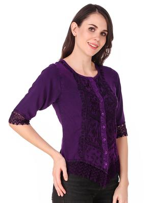 round neck embroidered laced detai top - 16684369 - Standard Image - 2