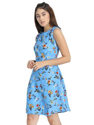 boat neck floral a-line dress - 16684374 - Standard Image - 2