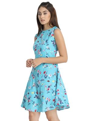 boat neck floral a-line dress - 16684377 - Standard Image - 2