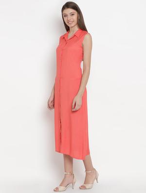button up shirt collar a-line dress - 16684389 - Standard Image - 2