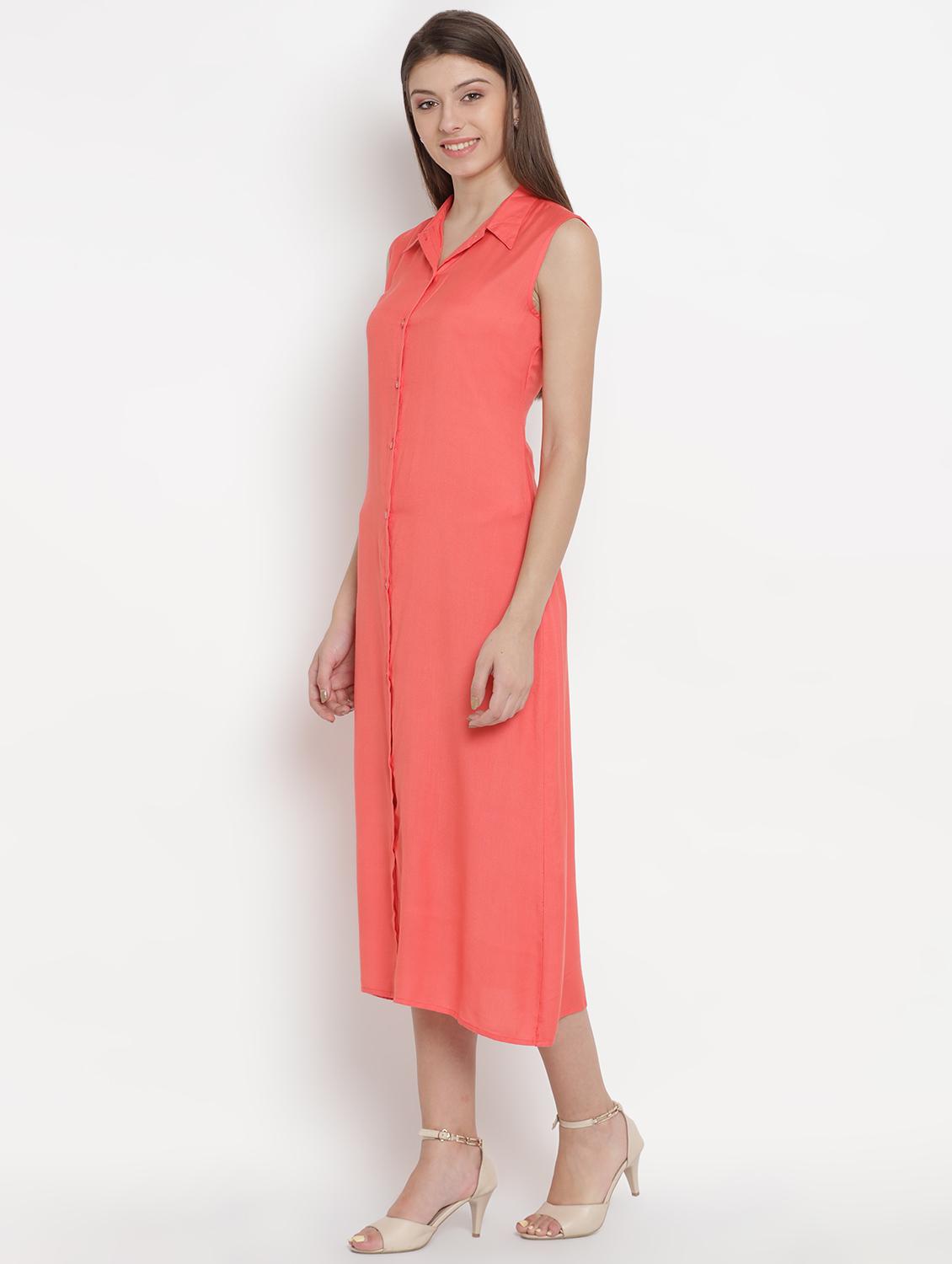 button up shirt collar a-line dress - 16684389 - Zoom Image - 2