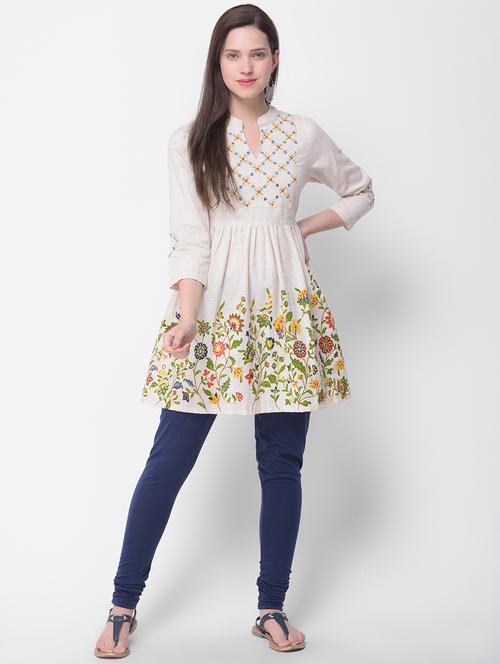embroidered flared kurti - 16684521 - Standard Image - 1