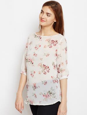 boat neck floral top - 16684562 - Standard Image - 2