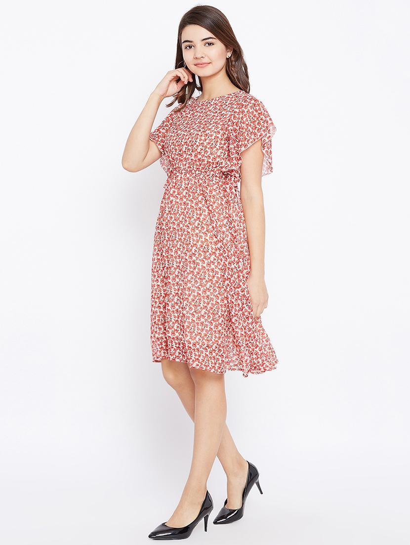 ruffle sleeved floral a-line dress - 16684582 - Zoom Image - 2