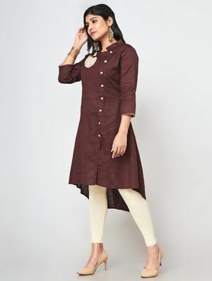 solid high-low kurta - 16684621 - Standard Image - 2