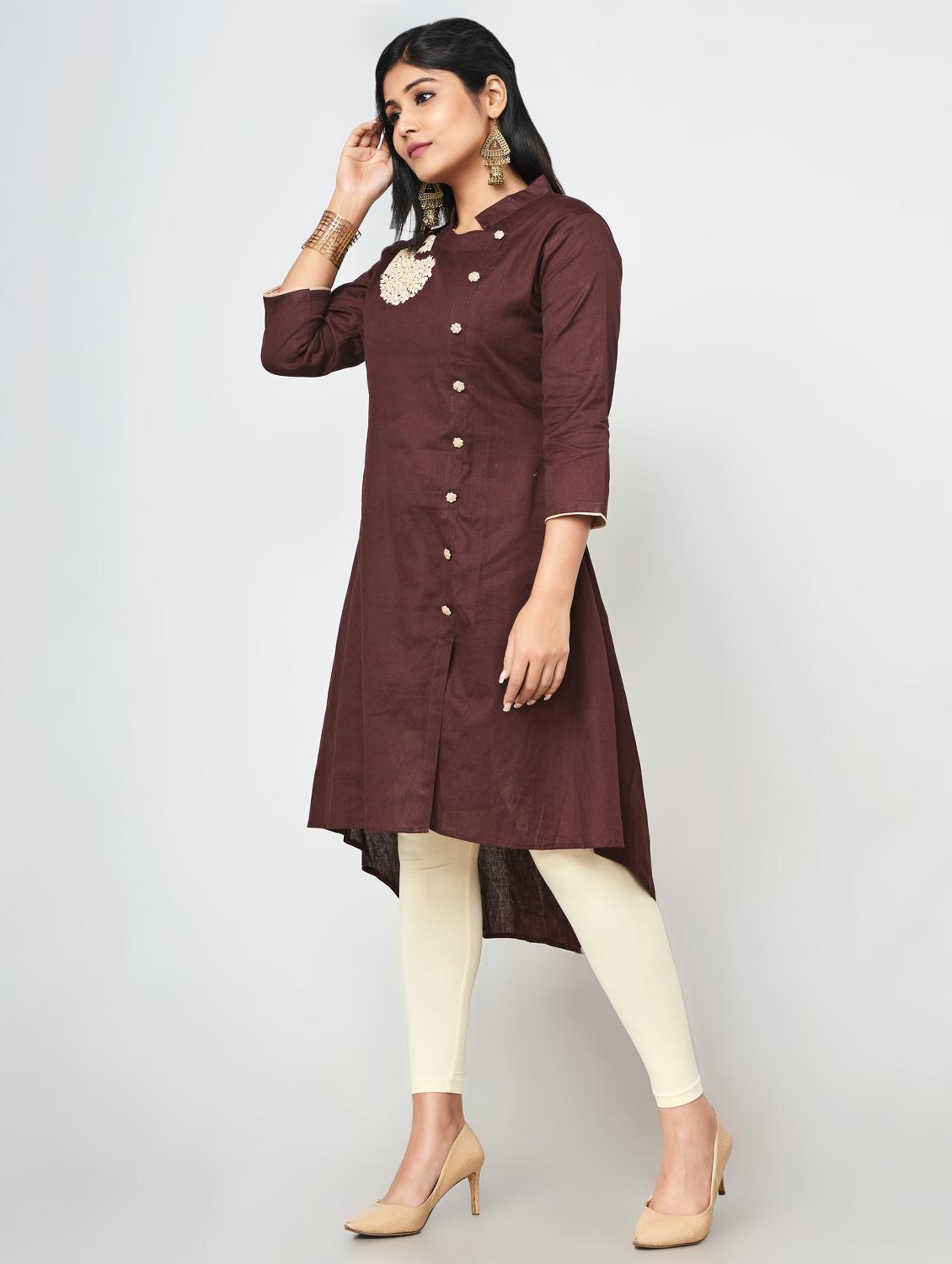 solid high-low kurta - 16684621 - Zoom Image - 2
