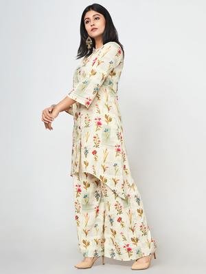 floarl printed high-low kurta - 16684635 - Standard Image - 2