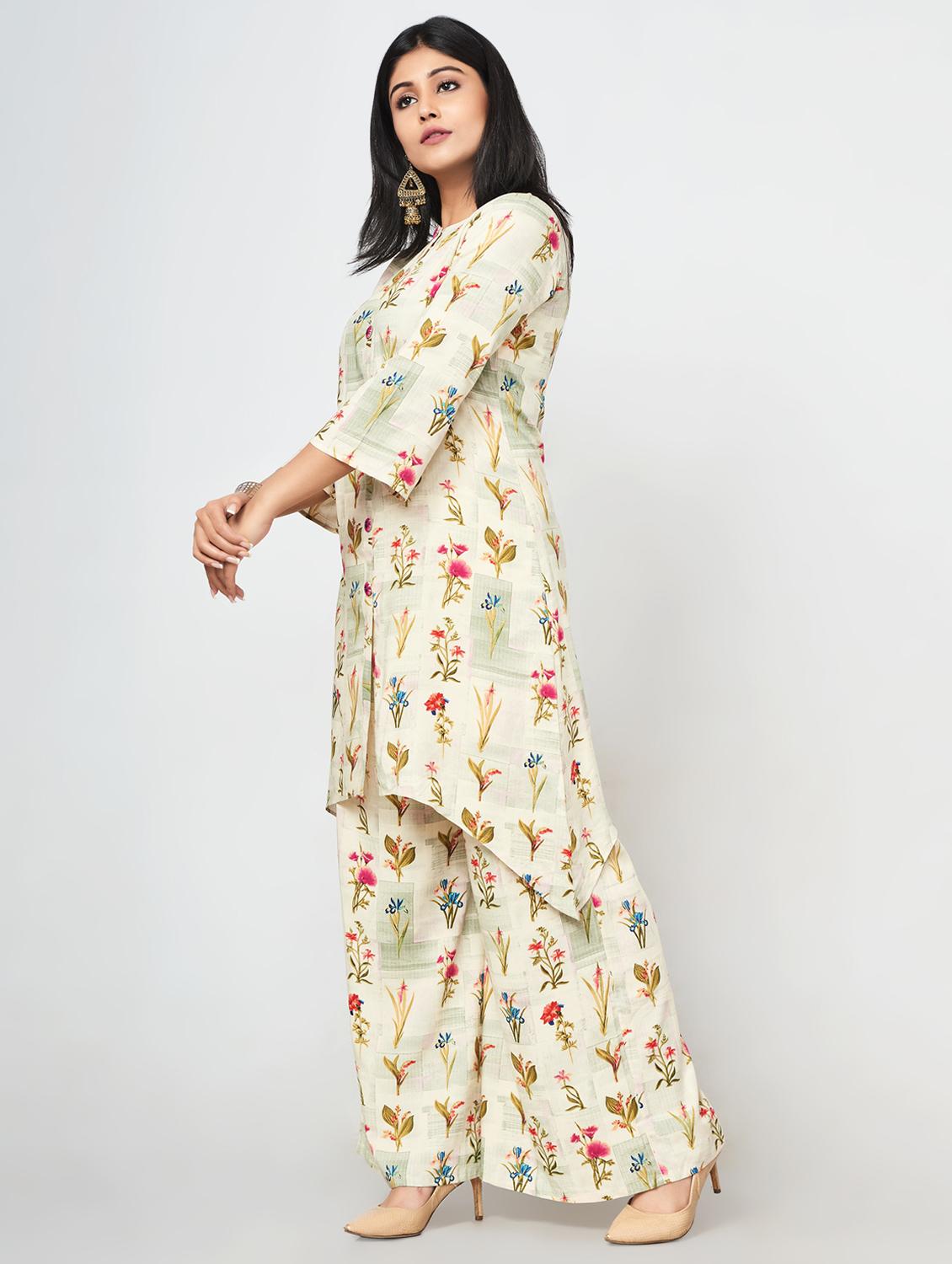 floarl printed high-low kurta - 16684635 - Zoom Image - 2