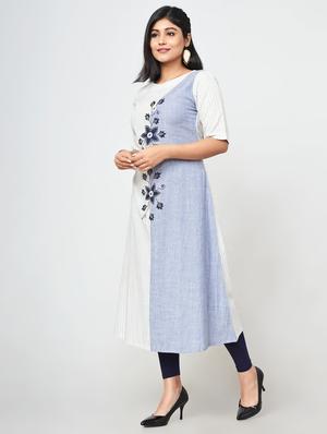 embroidered a-line kurta - 16684639 - Standard Image - 2