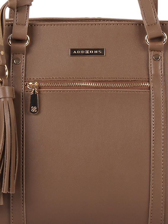 brown leatherette regular tote - 16684724 - Zoom Image - 5