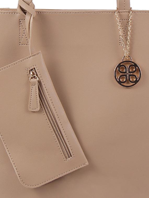 beige leatherette regular tote - 16684726 - Zoom Image - 5